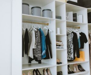 An image of a closet to discuss organizing a person's wardrobe for a new season.